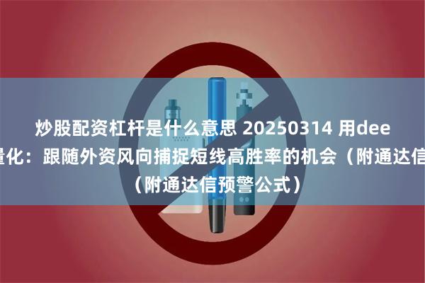 炒股配资杠杆是什么意思 20250314 用deepseek学量化：跟随外资风向捕捉短线高胜率的机会（附通达信预警公式）
