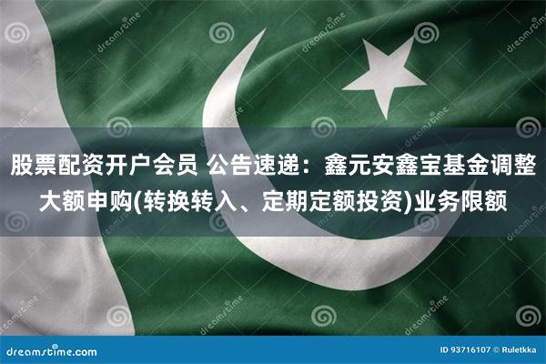 股票配资开户会员 公告速递：鑫元安鑫宝基金调整大额申购(转换转入、定期定额投资)业务限额